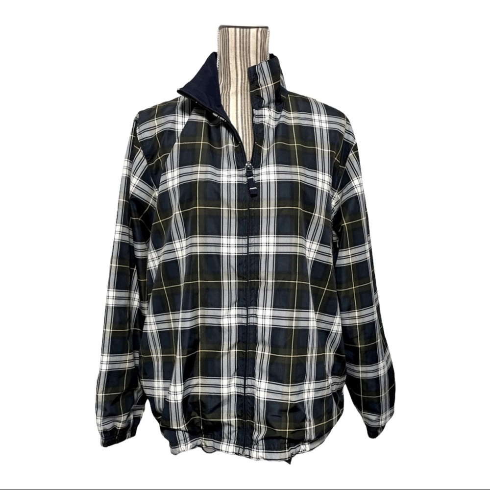 blue plaid performance jacket large
